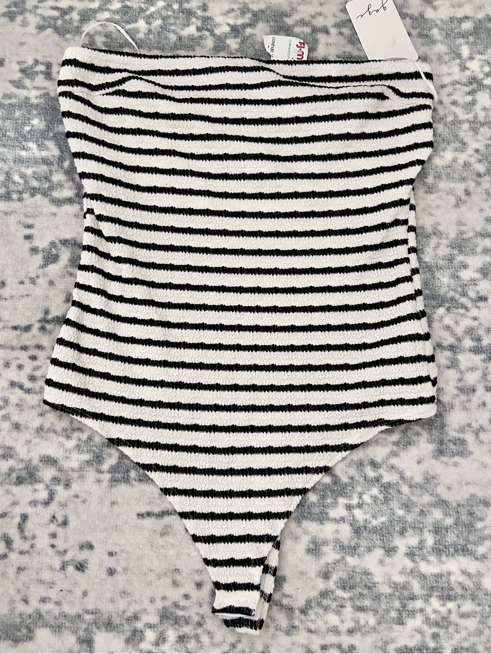 Gaze Striped Black & White Bodysuit L nwt